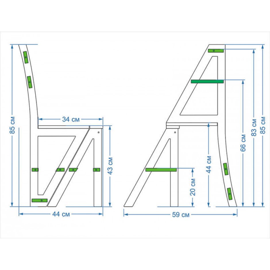 Стул-стремянка трансформер Eletta чертёж