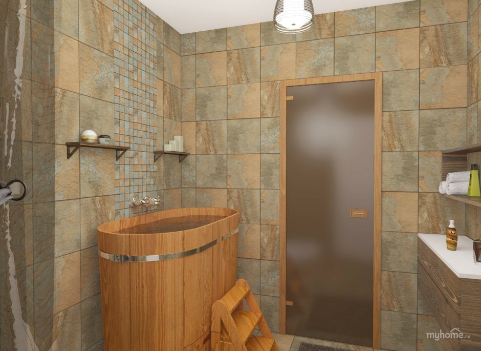 Помывочная в бане отделка