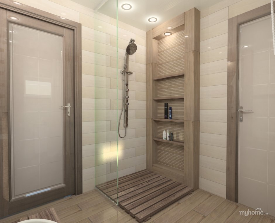 Душевая в бане из плитки