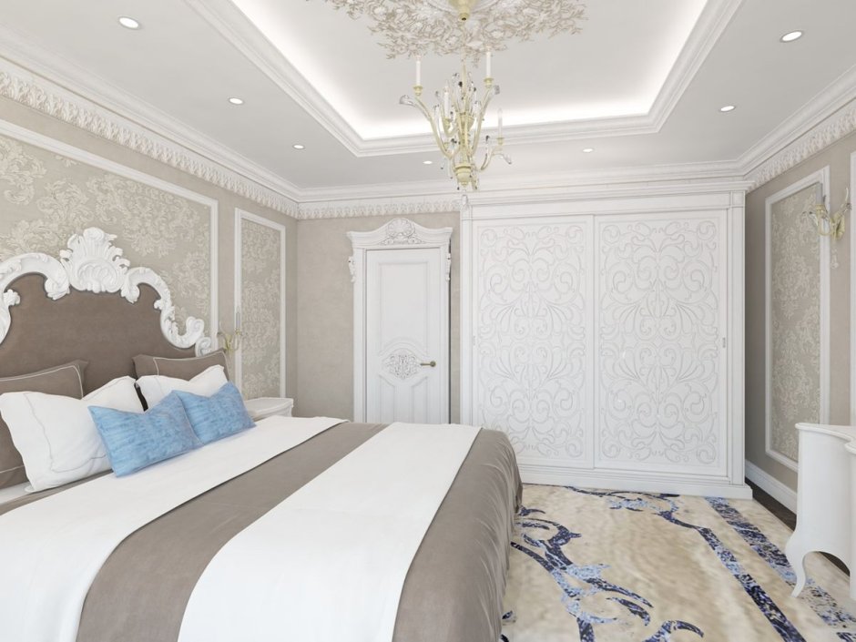 Лепнина на потолке в спальне