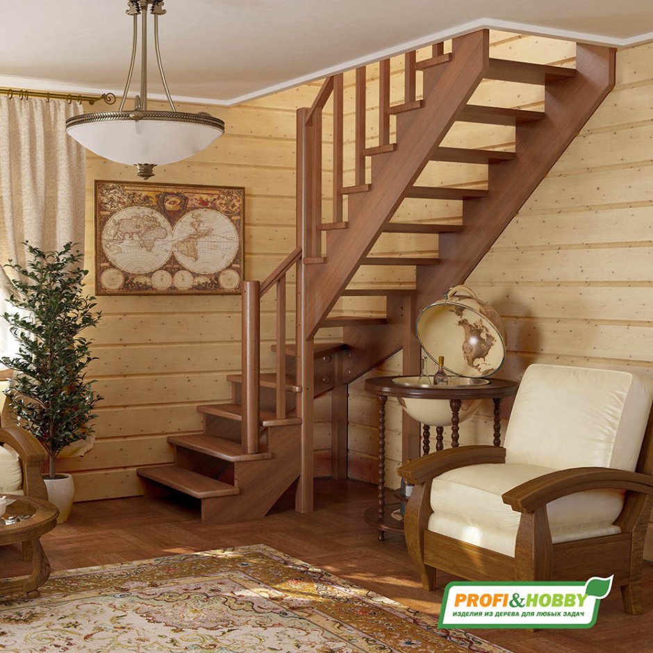 Лестница из сосны к-004м