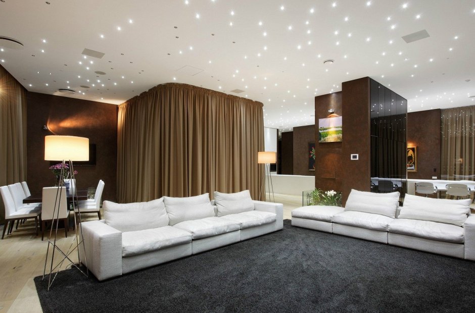 Интерьер гостиной 2021 вечернее освещение