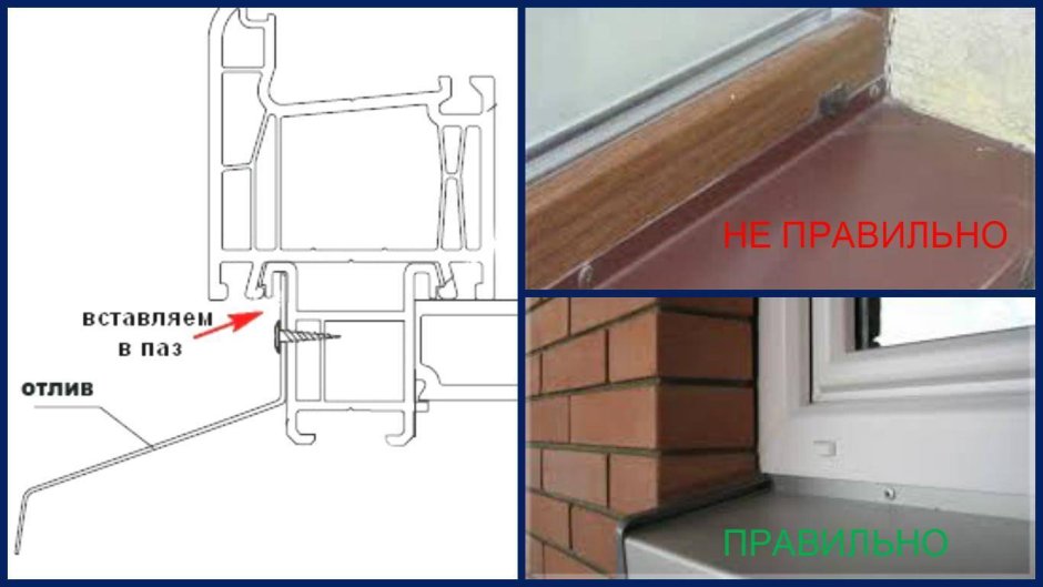 Отлив оконный металлический узел установки