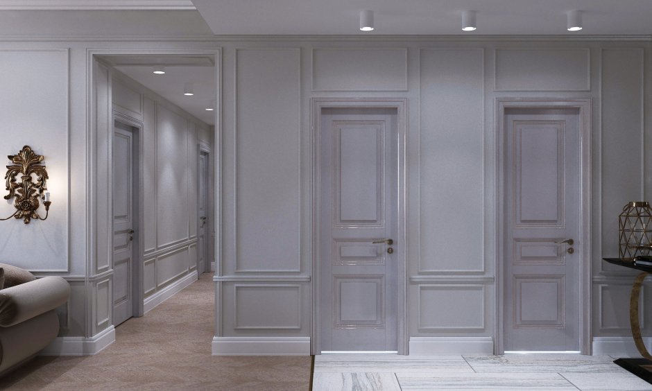 Белая стена с молдингами