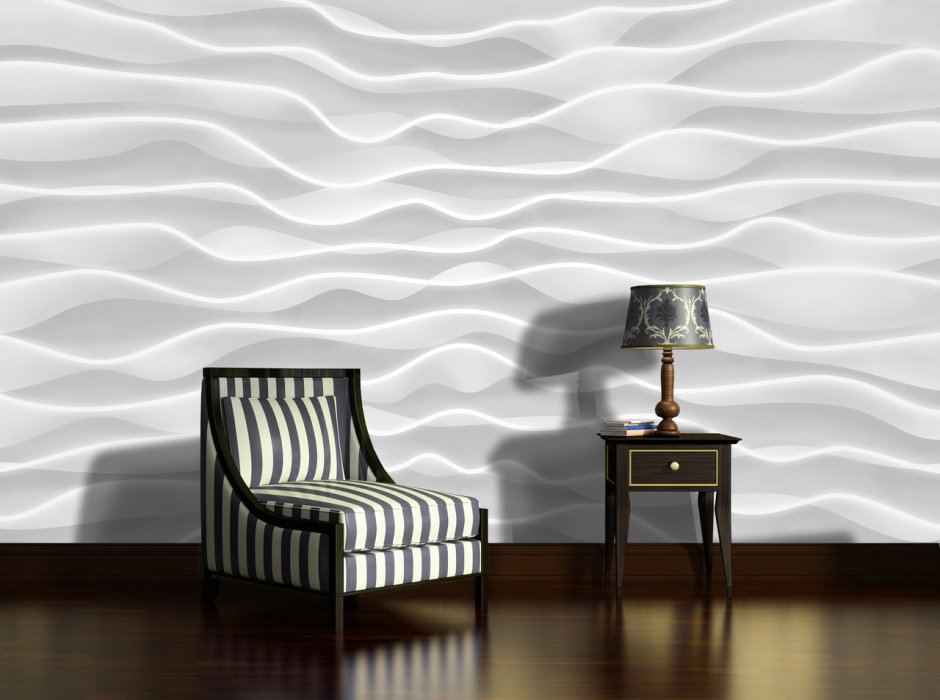 Обои волны для стен в интерьере