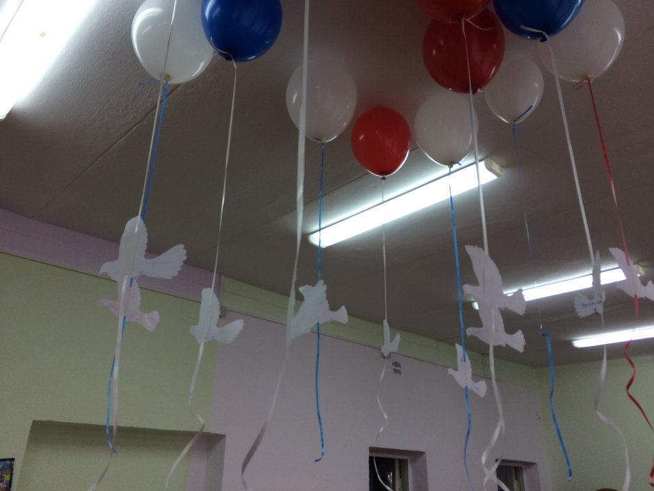 Украшение зала на выпускной в детском саду потолок