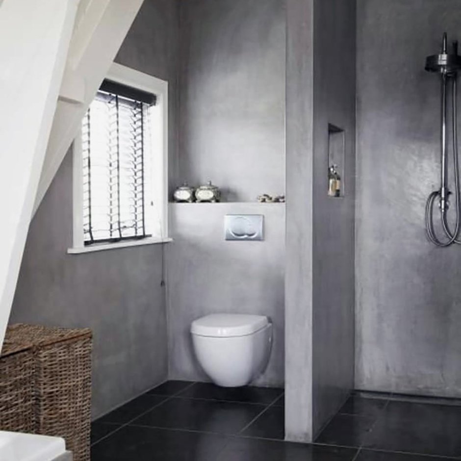 Плитка под бетон в ванной