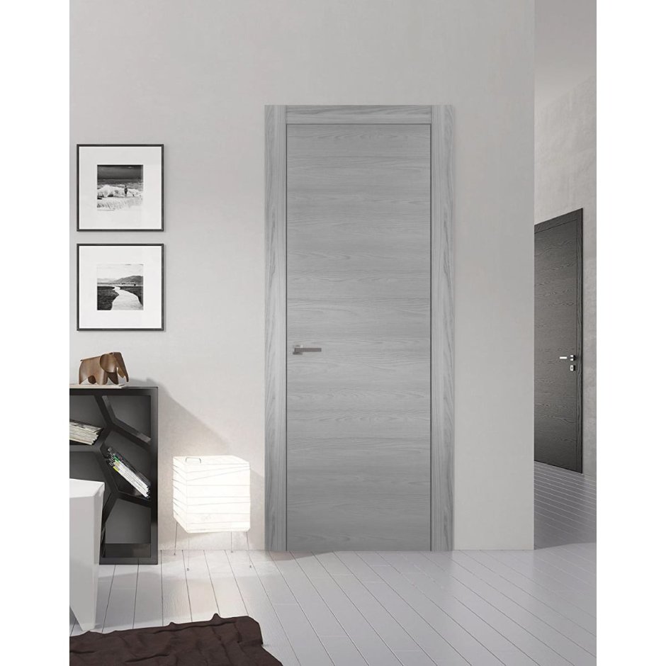 Дверь межкомнатная Verda глухая ламинация цвет ясень серый