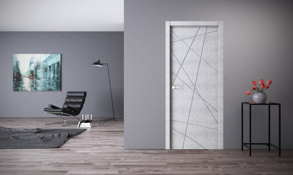 Дверь паутинка светлый бетон межкомнатная