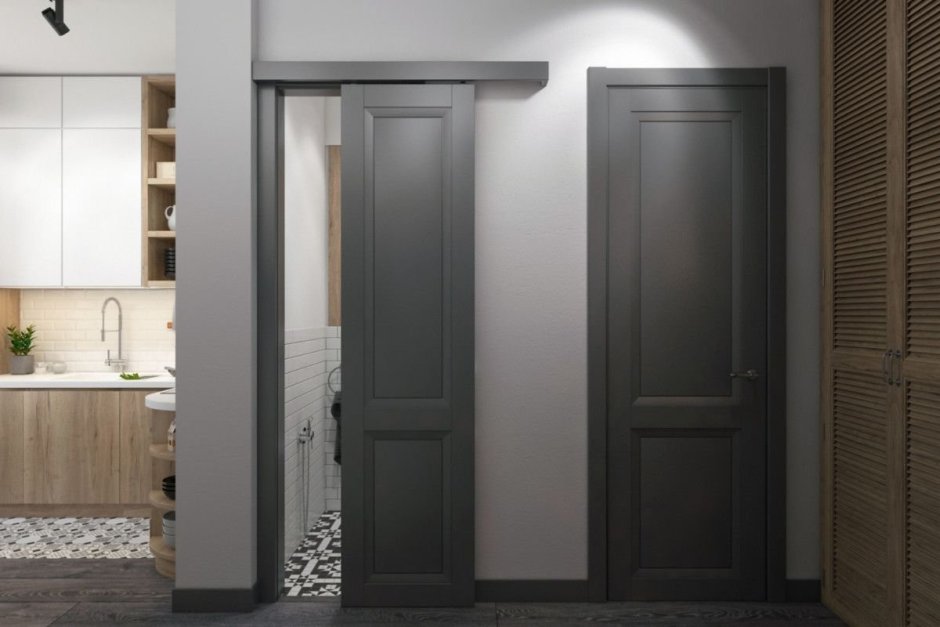 Серые двери в интерьере