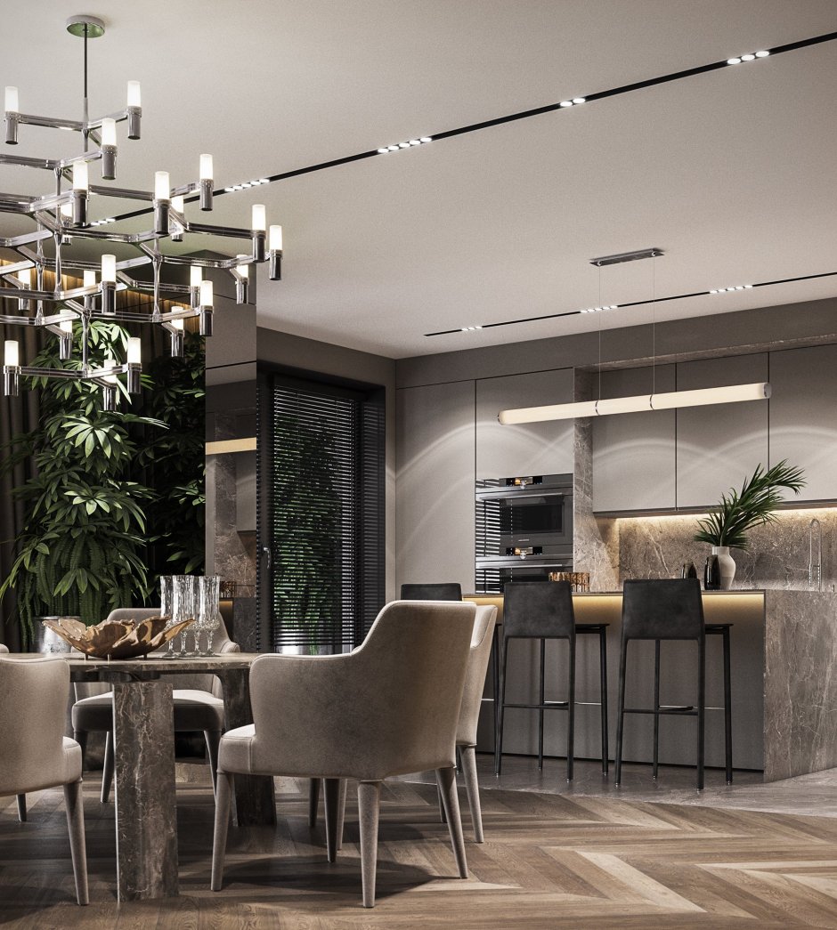 Освещение в кухне-гостиной