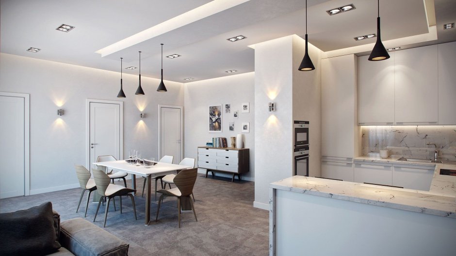 Светильники в интерьере однокомнатной квартиры