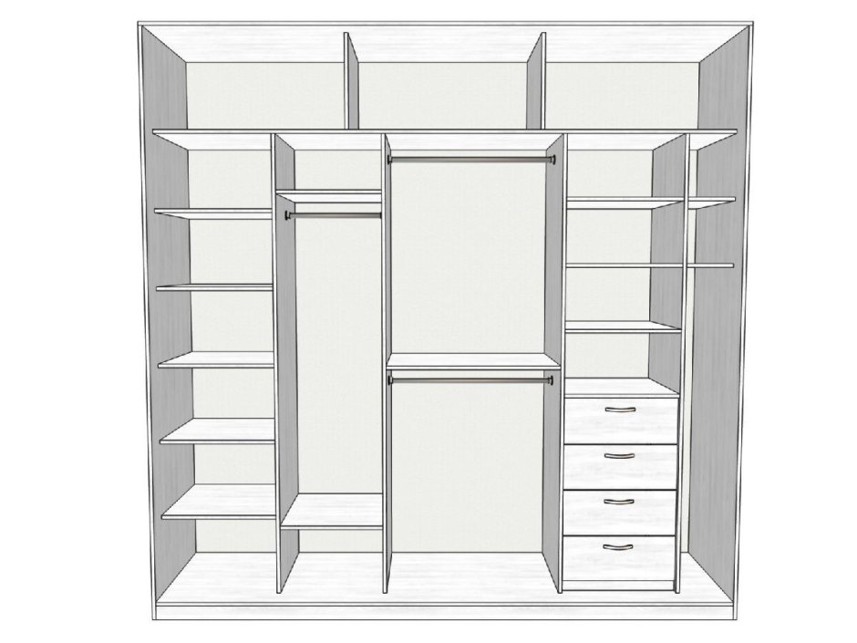Шкаф купе 1800х2300х600 наполнение левая створка пивот