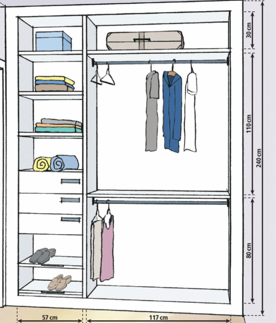 Планировка шкафа в спальню