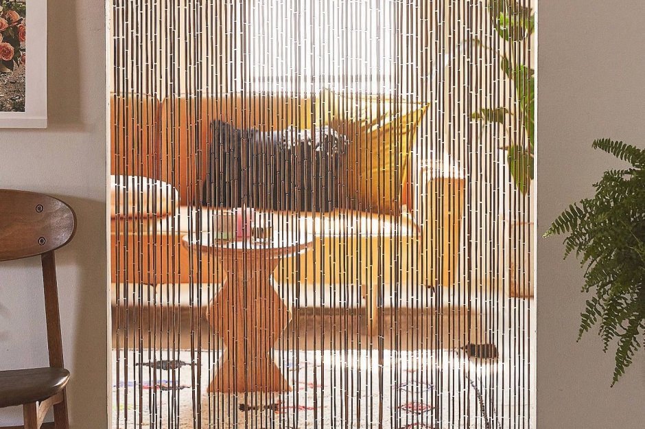 Нитяные шторы бамбук интерьер
