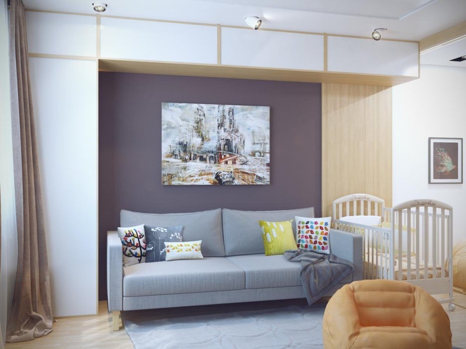 Диван в нише в гостиной