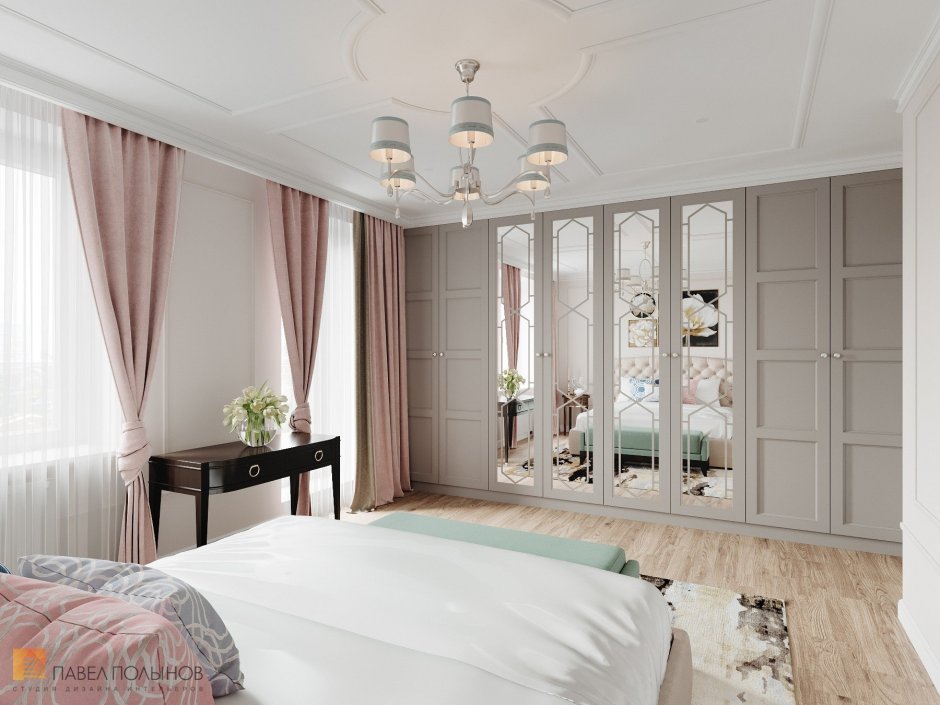 Спальня в стиле Неоклассика с балконом