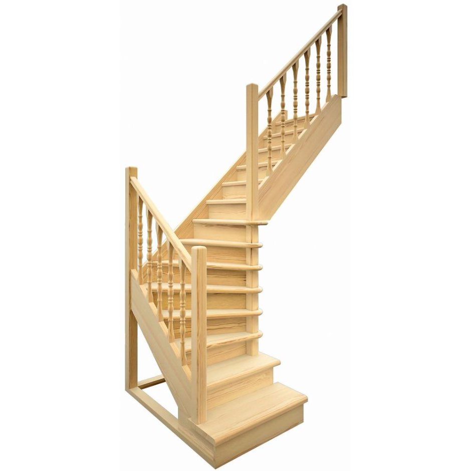Деревянная межэтажная лестница лес-08 (поворот 90°)