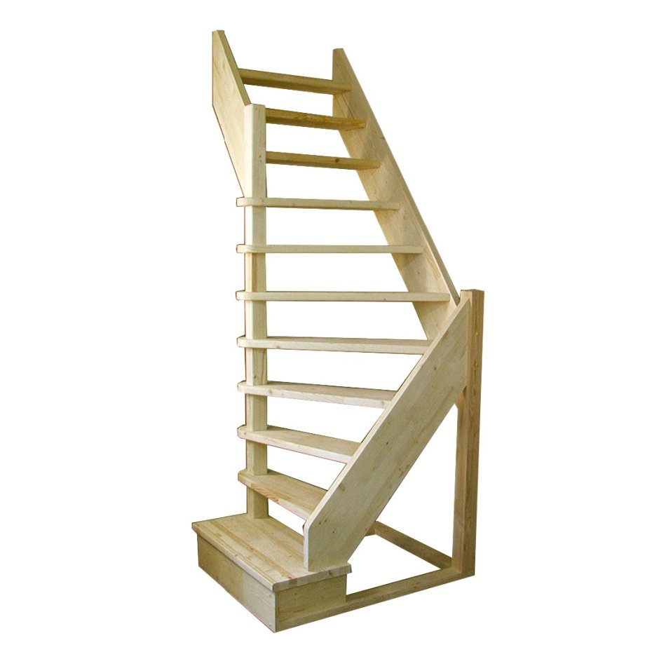 Деревянная межэтажная лестница лес-92 (поворот 90°)