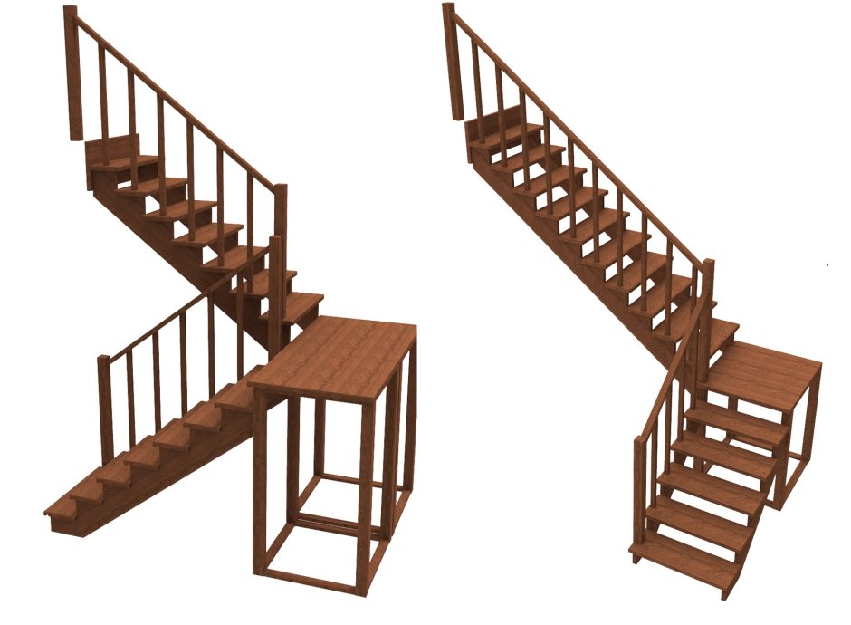 Лестница деревянная двухмаршевая