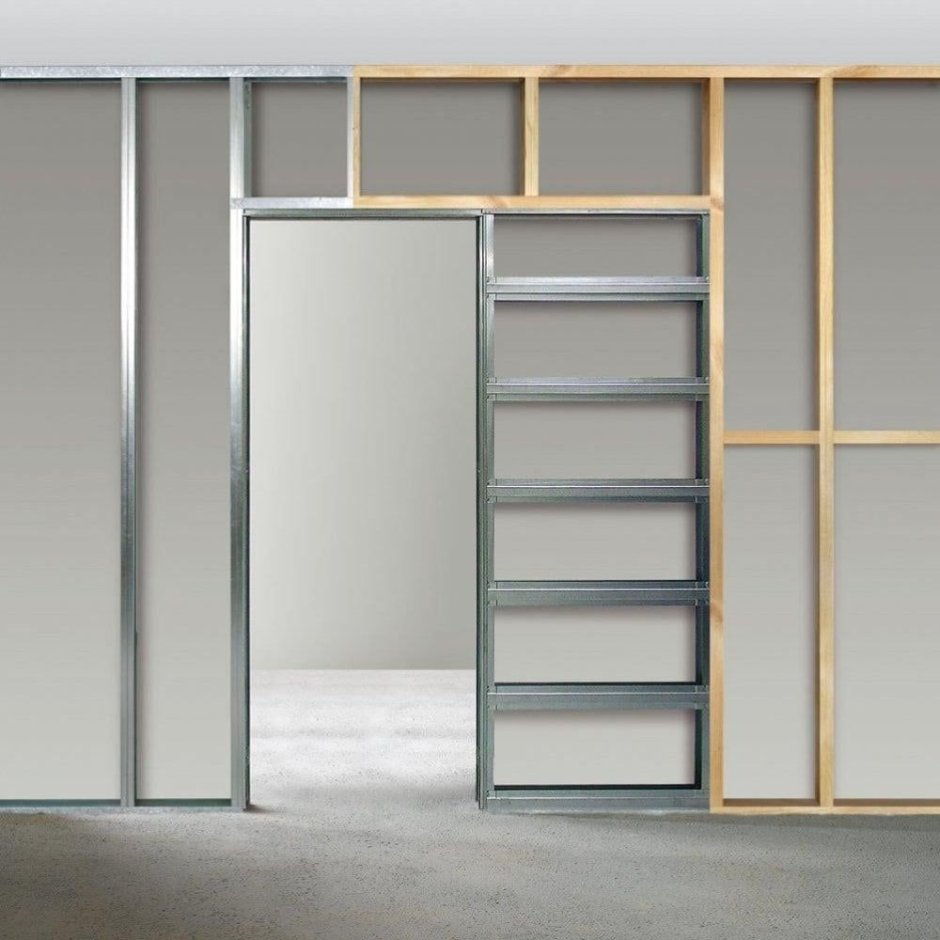 Перегородка из гипсокартона с дверью купе