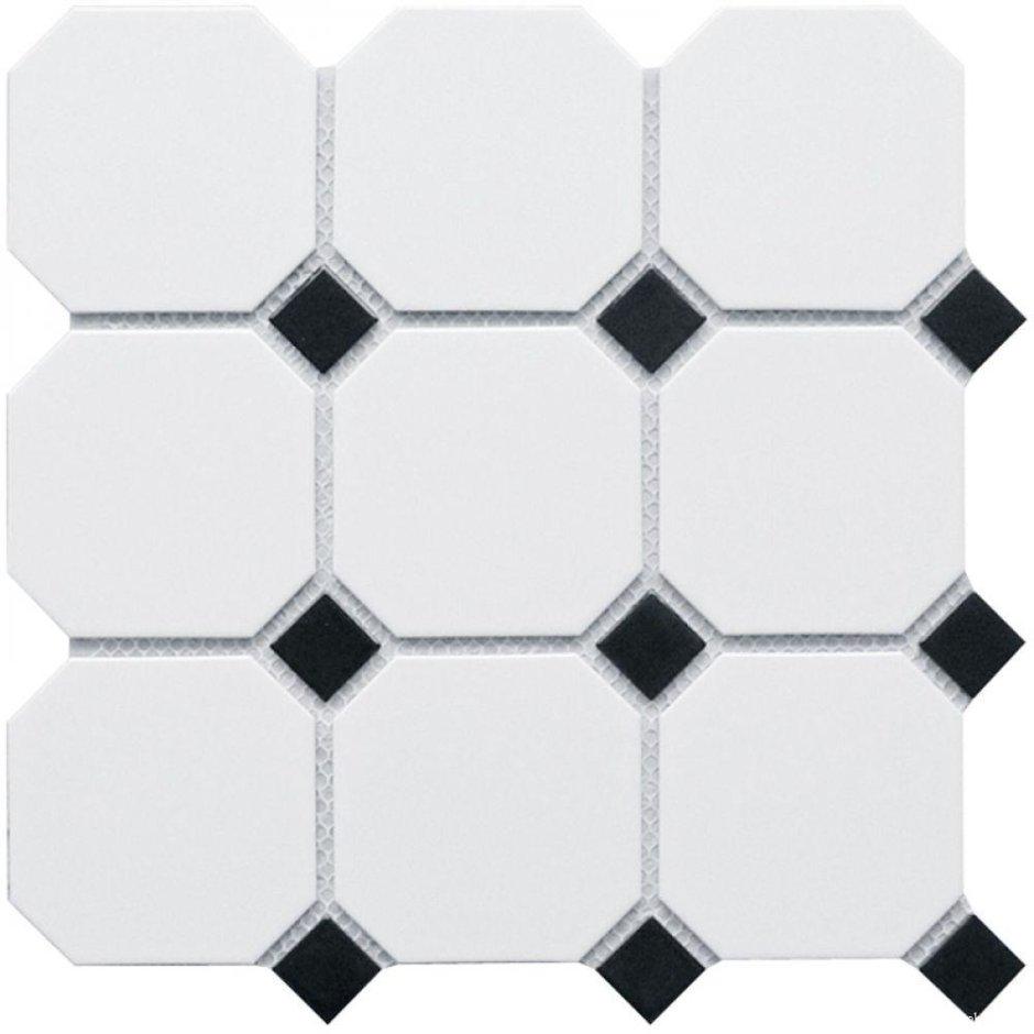 Мозаика керамическая Starmosaic Octagon big White/Black Matt