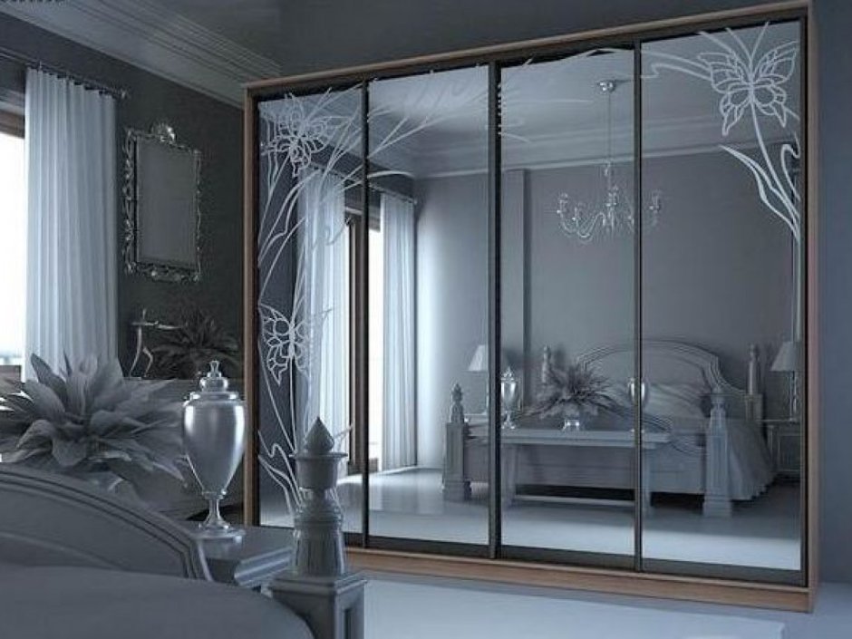 Пескоструй на зеркале графит