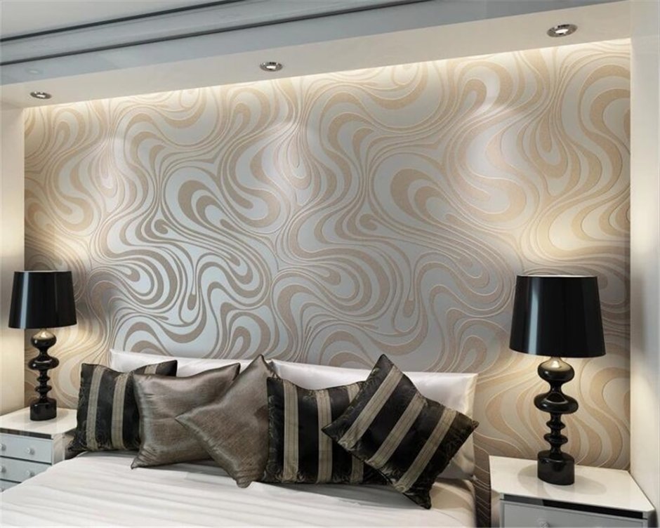 Фотообои абстракция в интерьере спальни