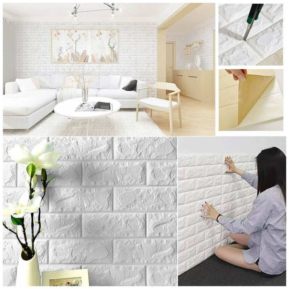 Панель 3d cамоклеющиеся 700*770*4мм "кирпич бежевый" (Brick Beige)