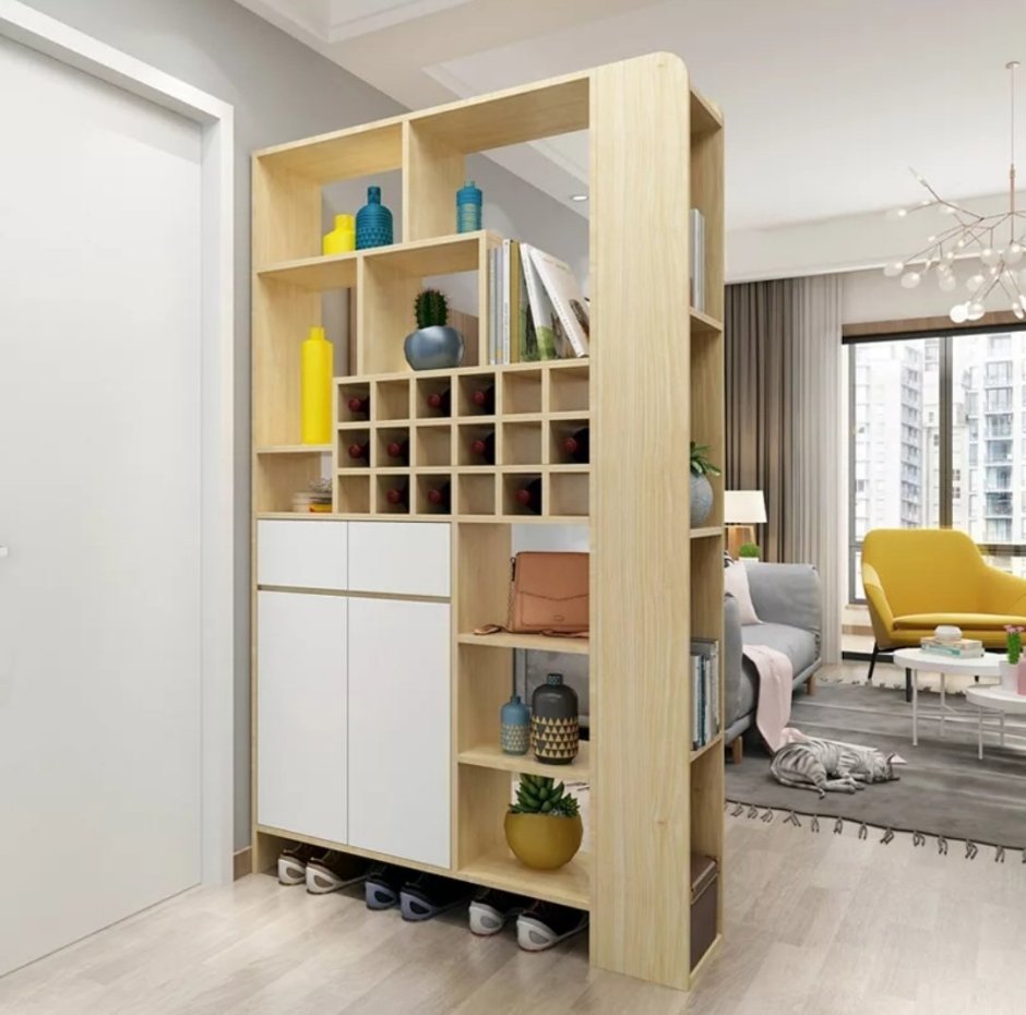 Зонирование комнаты шкафом