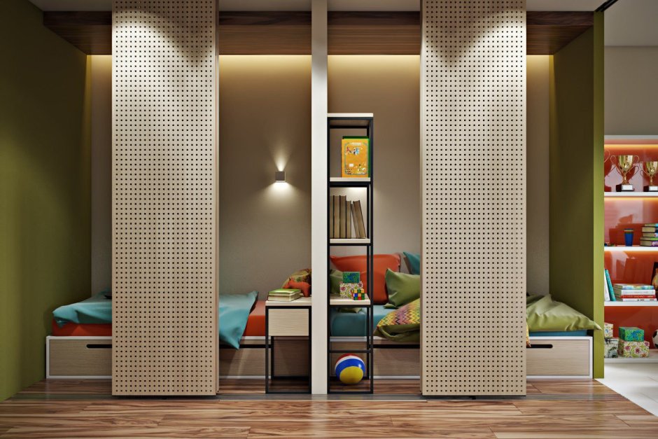 Зонирование детской комнаты шкафом