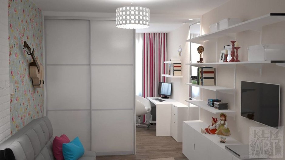 Зонирование детской комнаты шкафом