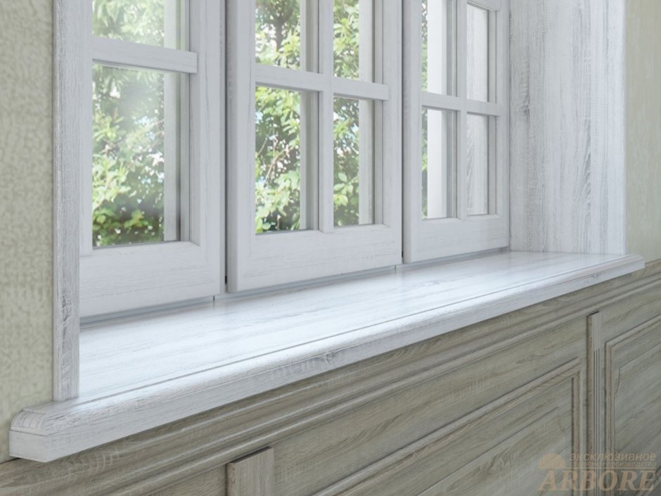 Белый деревянный подоконник