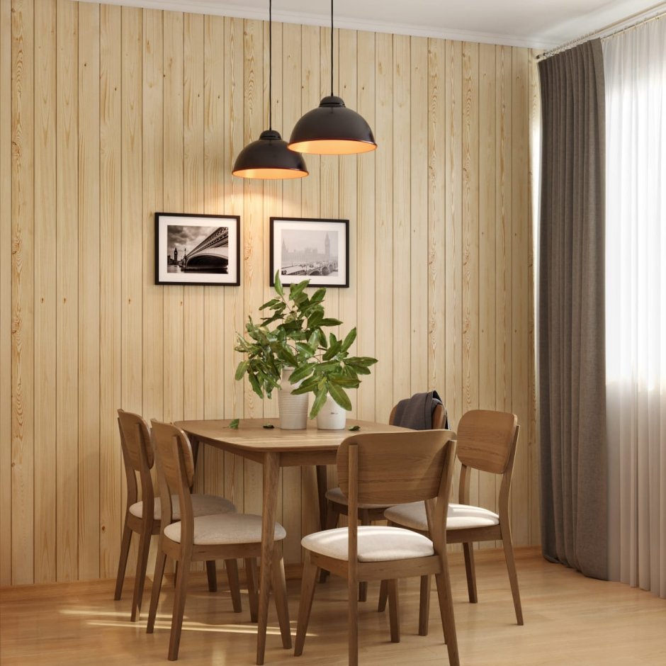 Сочетание вагонки и обоев в интерьере