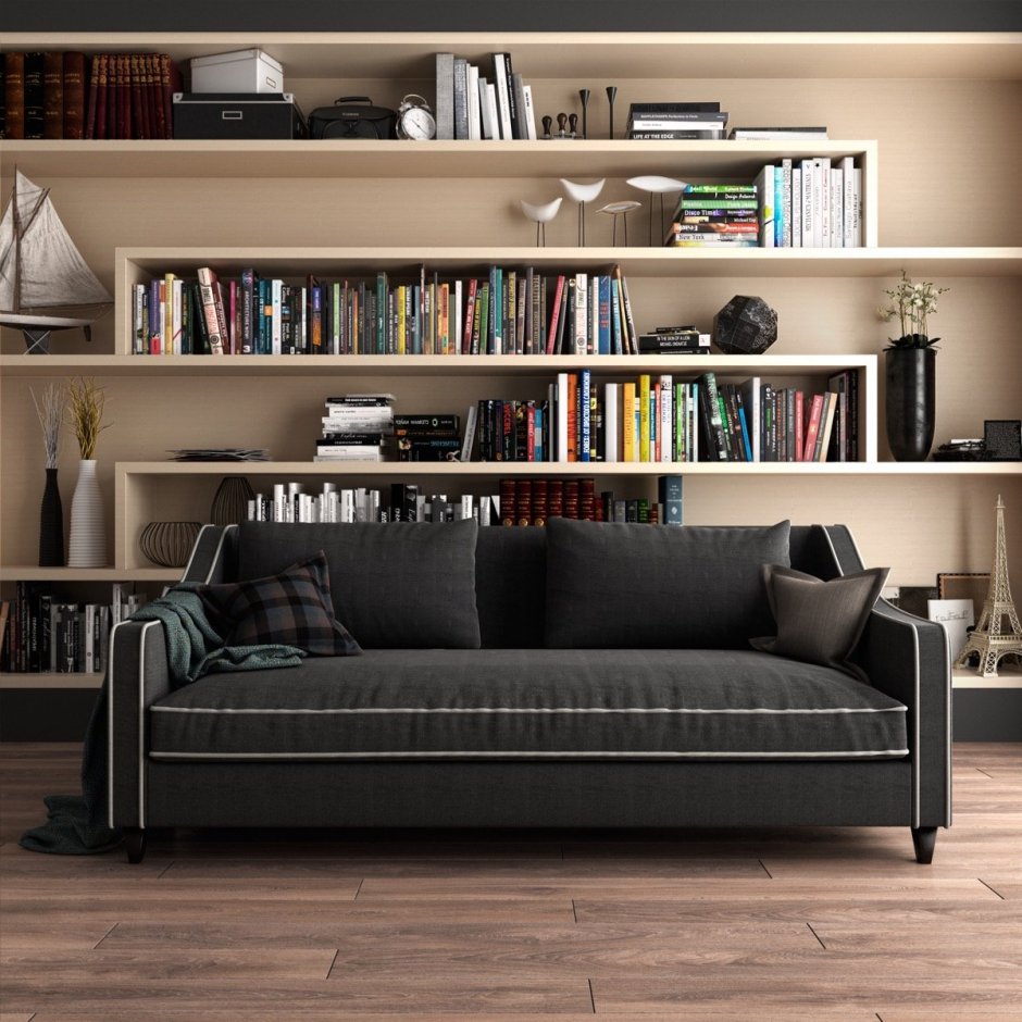 Стеллаж за диваном