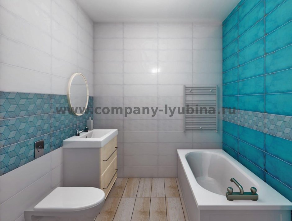 Санузел с плиткой под дерево