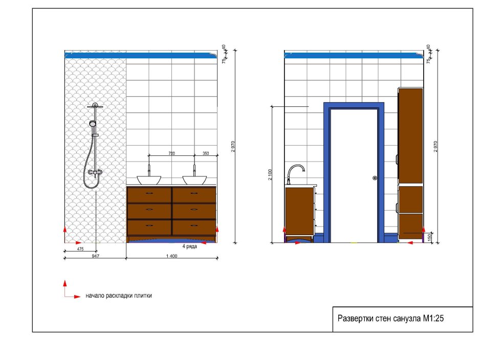 Вертикальная раскладка плитки