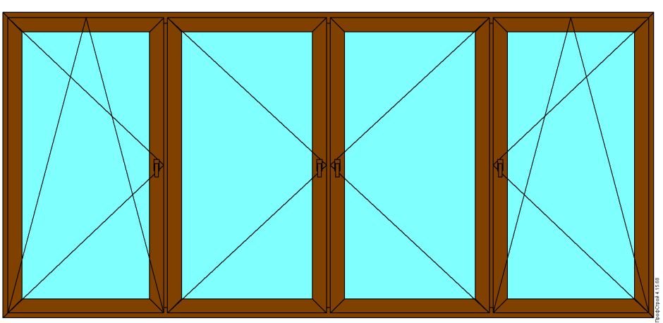 Окно четырехстворчатое 2000