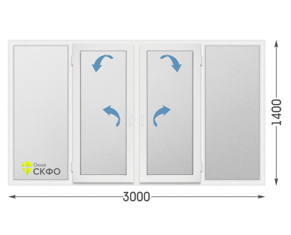 Пластиковые окна четырехстворчатые