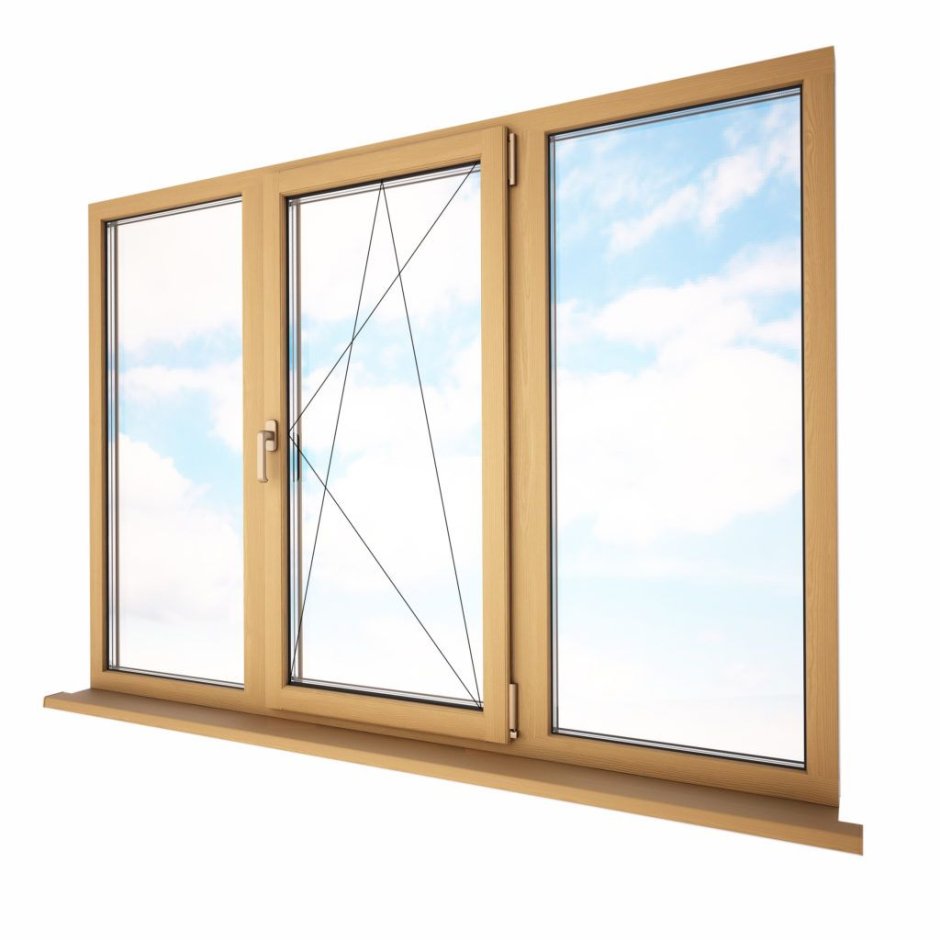 Трехстворчатое окно с одной поворотно откидной створкой