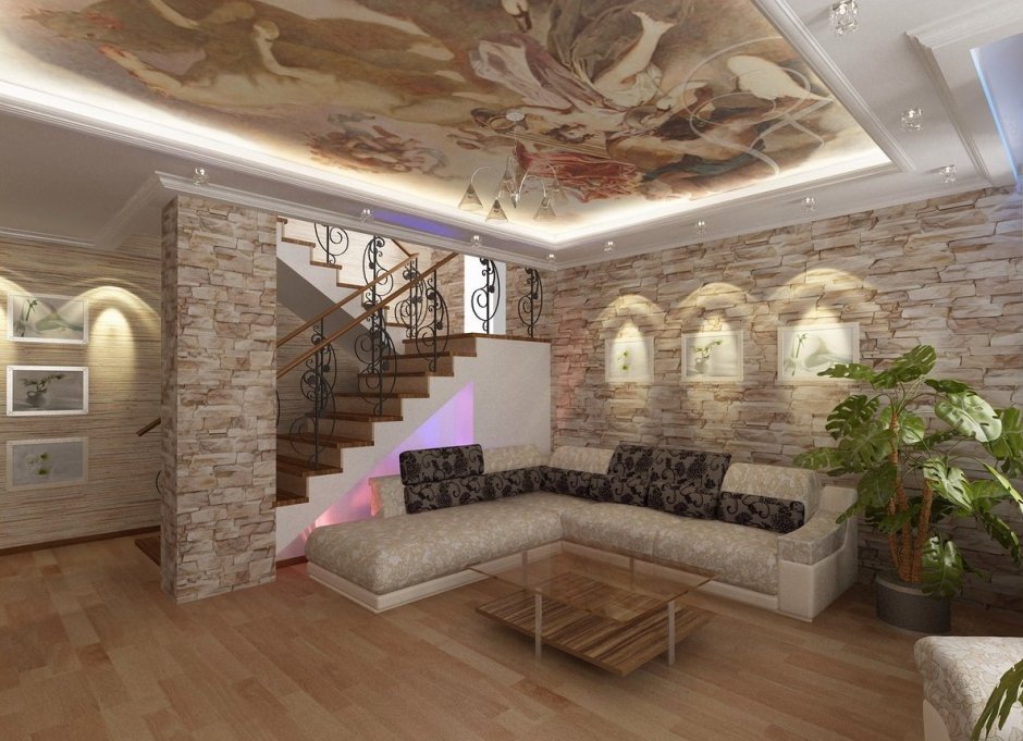 Белая комната с камином