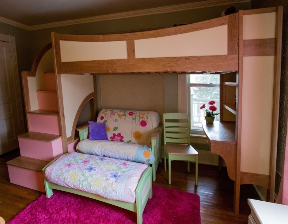 Кровать для троих детей с диваном
