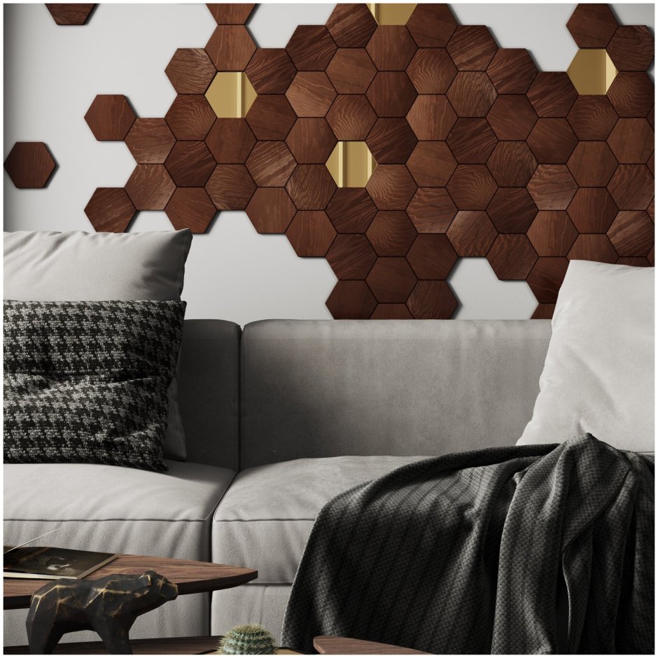 Деревянные стеновые панели 3d Hexagon