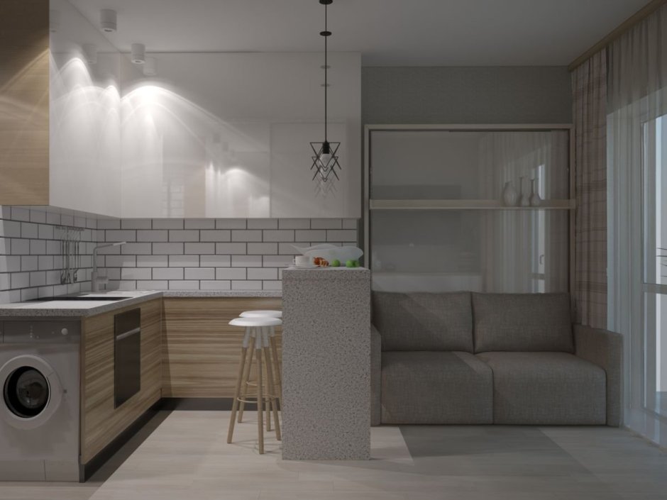 Интерьер студии-гостинки 12 кв м