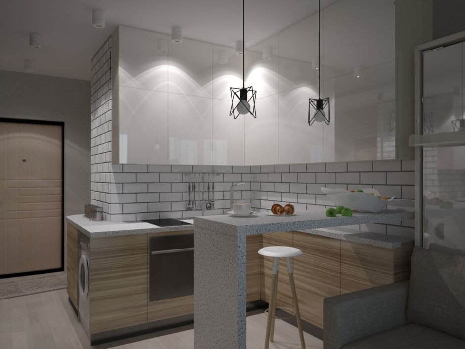 Кухни в студии 22 кв.м