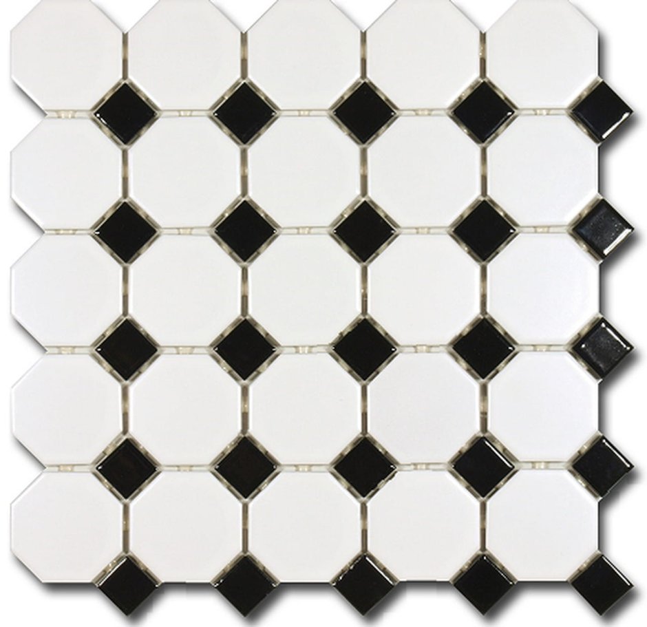 Мозаика керамическая Starmosaic Octagon small White/Black Matt