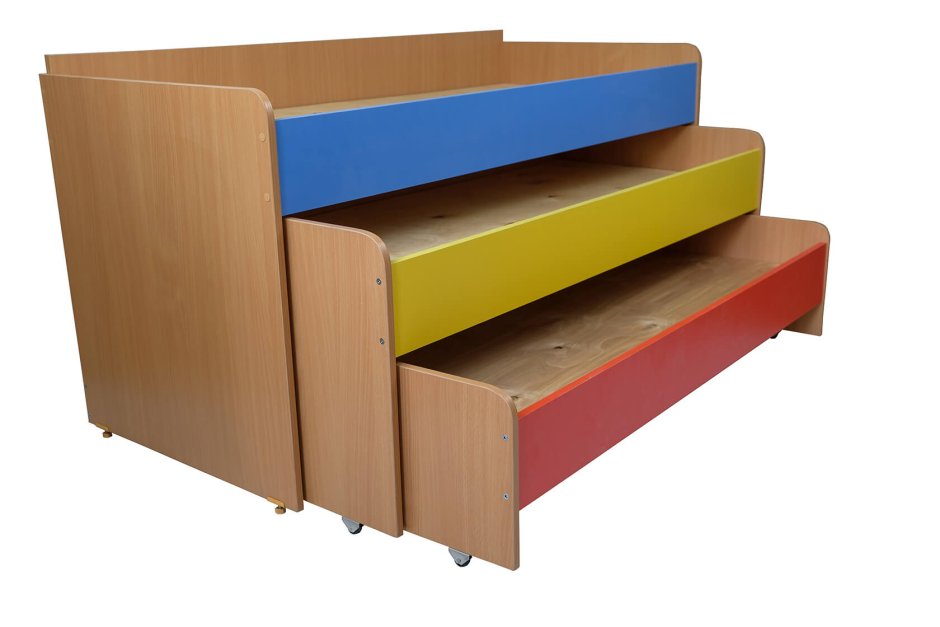 Кровать детская 3-ярусная выкатная настил фанера (бук Бавария (u9501))