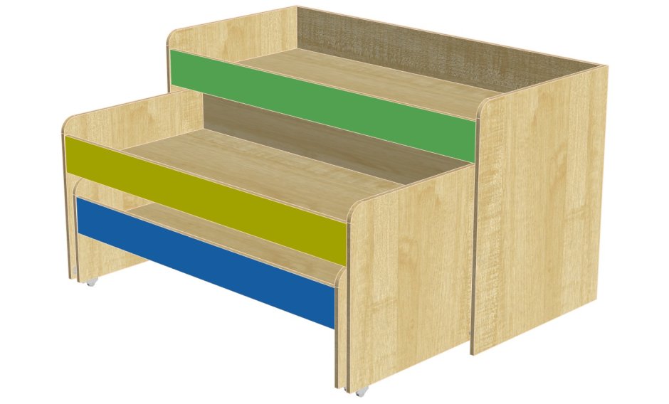 Трехъярусная кровать выкатная 190 ламели