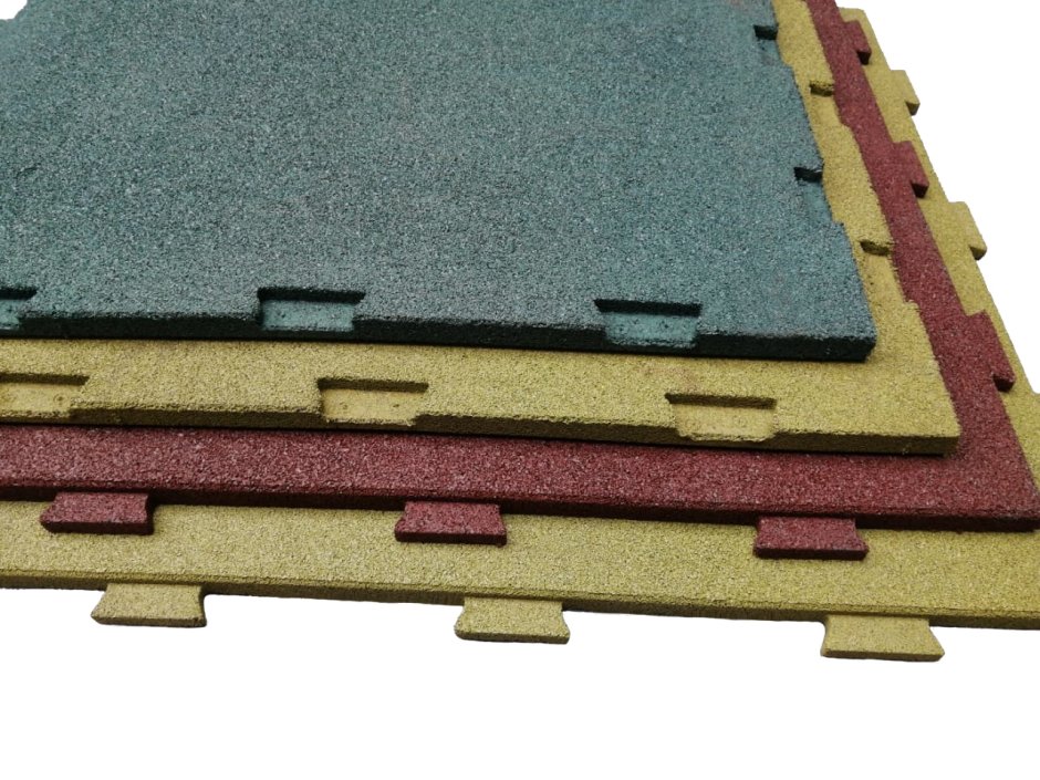 Резиновая плитка (1x1 м) с встроенным скрытным крепежным замком