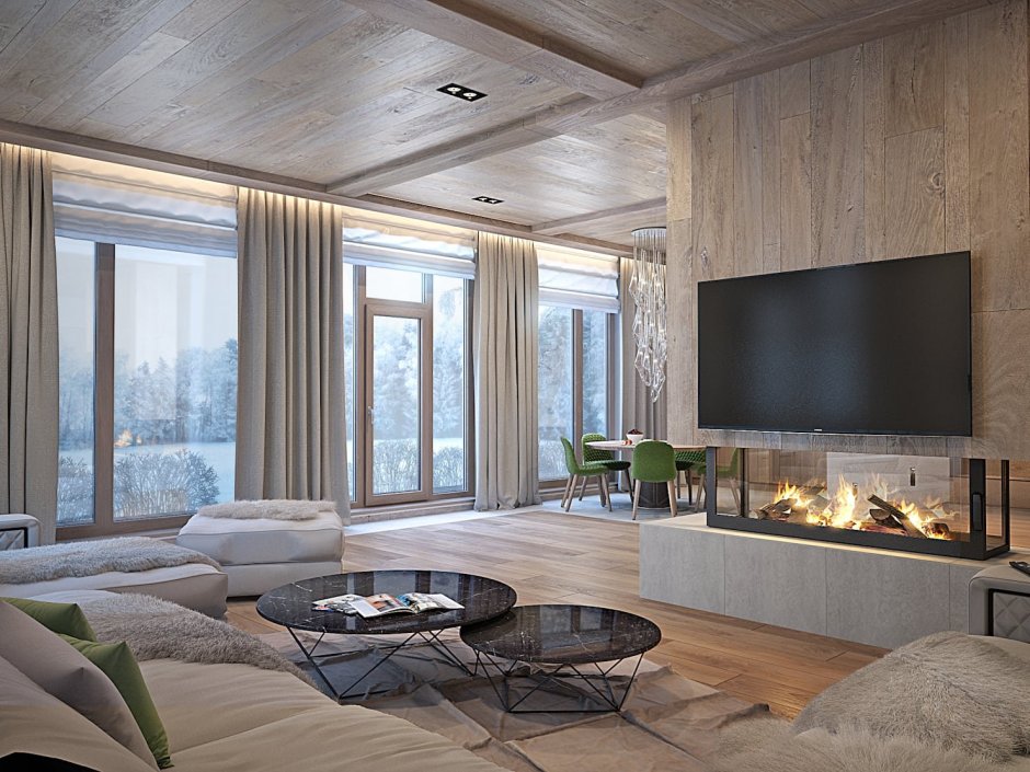 Интерьер одноэтажного коттеджа